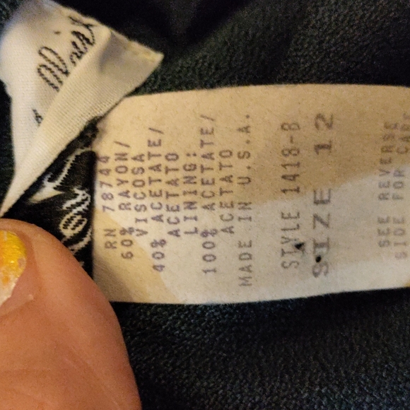 Vintage 80's Jennifer Jeffries dress size 12 (fits a size 8 mannequin) - Picture 12 of 14
